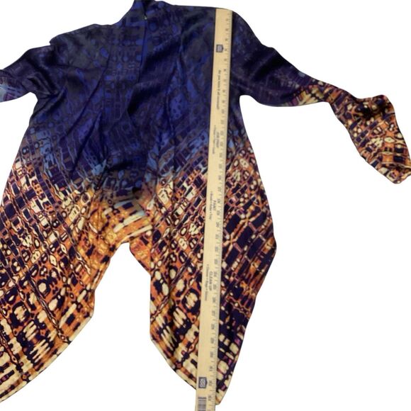 Twelfth Street By Cynthia Vincent Silk Cardigan Blue Orange Women’s Size Small - Picture 7 of 11